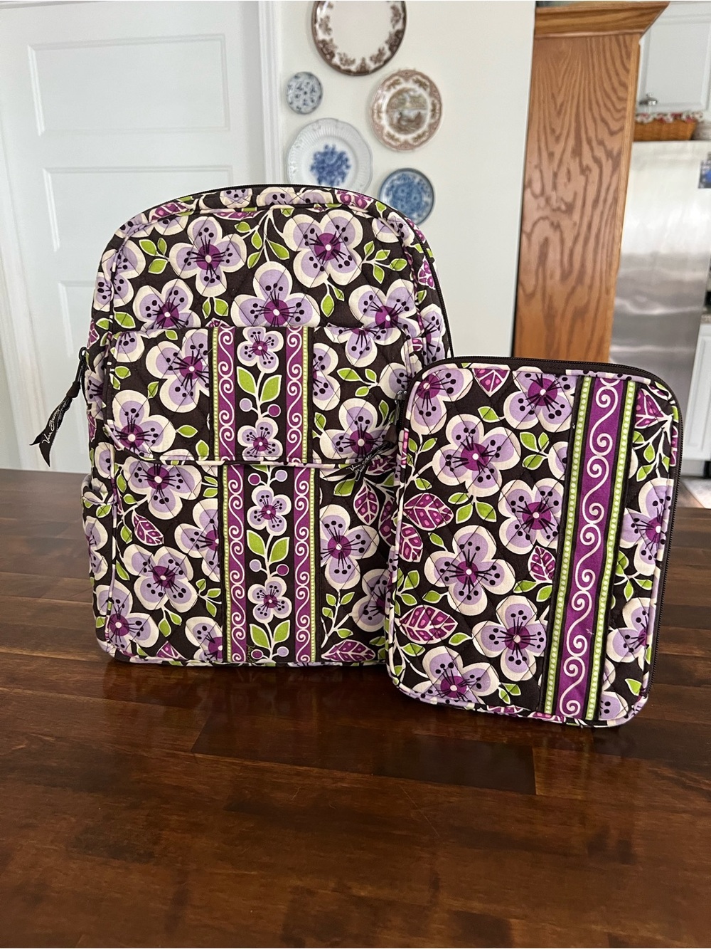 Vera Bradley Plum Petals Backpack & Tablet/Kindle Case